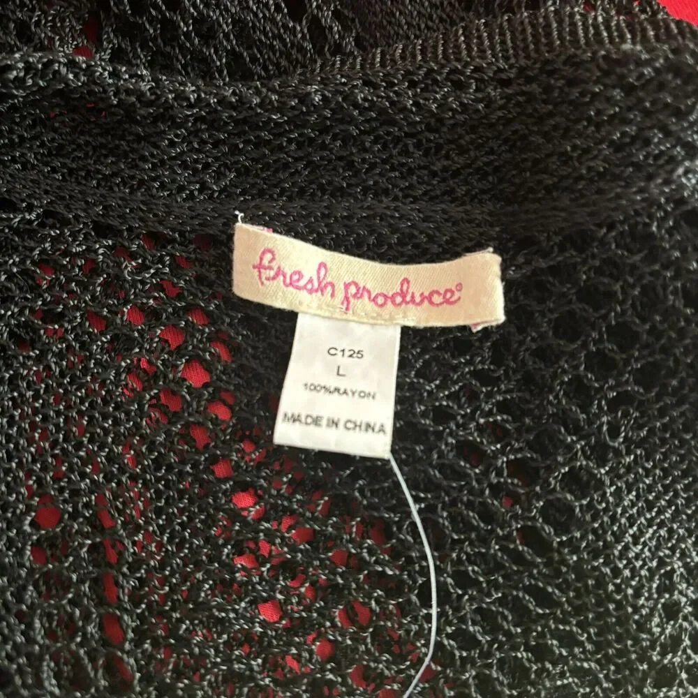 FRESH PRODUCE Size Small BLACK Stretch Cardigan Bolero Tie Front NEW - Picture 5 of 5
